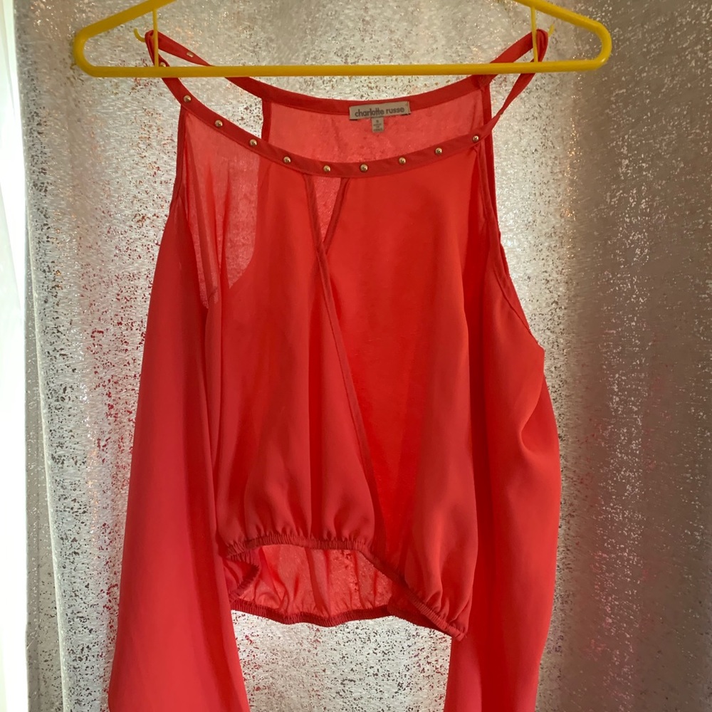 Like new pink crop top long sleeved